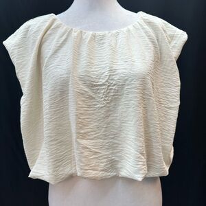 Blu Pepper Cream Cap Sleeve Blouse L